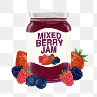 PNG Mixed berry jam jar, bread spread illustration, transparent background