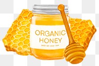 Organic honey jar png, food illustration, transparent background