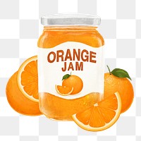 PNG Orange jam jar, bread spread illustration, transparent background