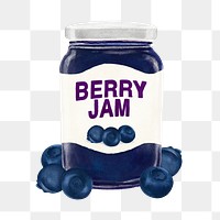PNG Blueberry jam jar, bread spread illustration, transparent background