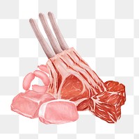 PNG Butchery fresh meat, food illustration, transparent background