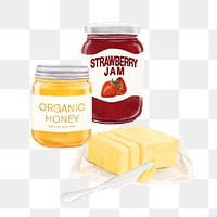 PNG Strawberry jam & honey, butter spread illustration, transparent background