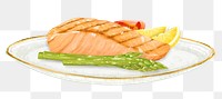 PNG Delicious salmon steak, seafood illustration, transparent background