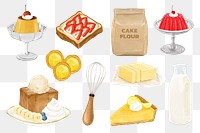 PNG Homemade dessert, pastry collage element set, transparent background