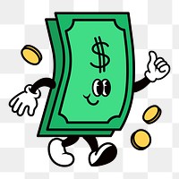 PNG Dollar bill, money cartoon character illustration, transparent background