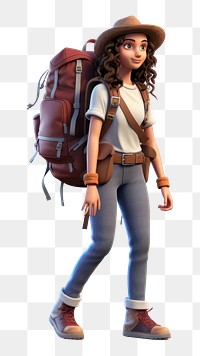 PNG Backpack travel female white background. AI generated Image by rawpixel.
