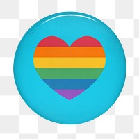 Pride rainbow heart png pin, transparent background