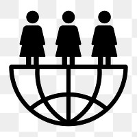 PNG women empowerment flat icon, transparent background