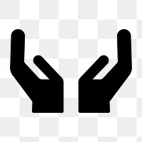 PNG raised cupped hands flat icon, transparent background