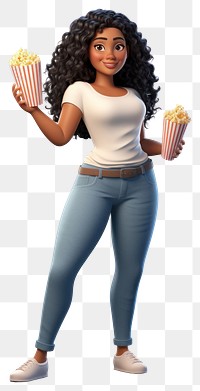 PNG Cartoon popcorn adult woman. AI generated Image by rawpixel.