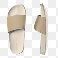 PNG Beige beach sandals, transparent background