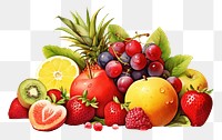 PNG Fruit strawberry pineapple raspberry. AI generated Image by rawpixel.