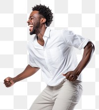 PNG Happy relaxed black man dancing laughing portrait adult. AI generated Image by rawpixel.