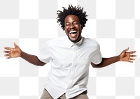 PNG Happy relaxed black man dancing shouting laughing adult. 