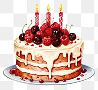 PNG Birthday cake dessert cream berry. AI generated Image by rawpixel.