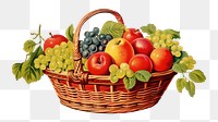 PNG Fruit basket grapes plant food. AI generated Image by rawpixel.