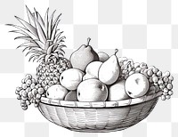 PNG Fruit basket pineapple drawing sketch. 