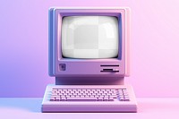 Purple retro computer png mockup, transparent design