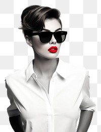 PNG Fashion model girl sunglasses portrait lipstick
