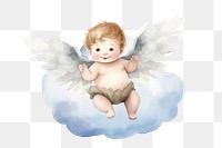 PNG Baby angel, watercolor illustration, transparent background