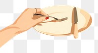 PNG Woman hand knife plate fork. AI generated Image by rawpixel.