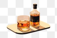 PNG Whiskey bottle whisky glass. 