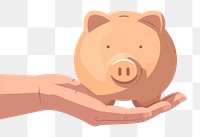 PNG Hand holding piggy bank investment retirement currency. 