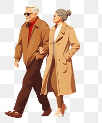 PNG Senior couple overcoat footwear glasses. AI generated Image by rawpixel.