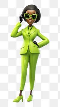 PNG Black woman adult green suit. 