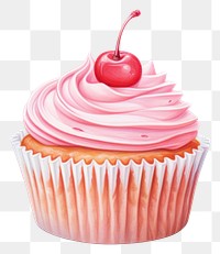 PNG Cherry cupcake dessert cream food. AI generated Image by rawpixel.