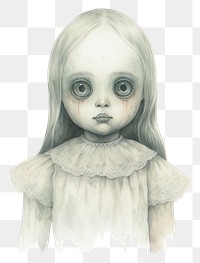 PNG Portrait drawing sketch doll. 