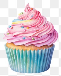 PNG Rainbow cupcake dessert cream food. 