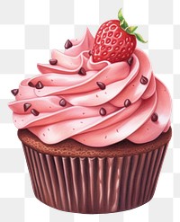 PNG Strawberry chocolate cupcake dessert cream fruit. 