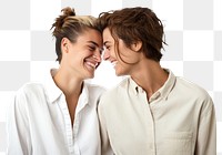 PNG Romantic gay lesbian couple laughing romantic smiling. 