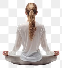 PNG Woman meditating fitness sitting adult yoga. AI generated Image by rawpixel.