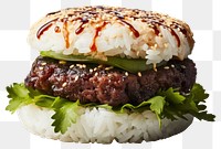 PNG Sticky rice burger sesame food white background. AI generated Image by rawpixel.
