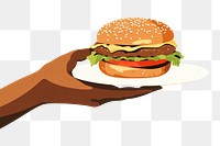 PNG Hamburger hamburger holding plate. AI generated Image by rawpixel.