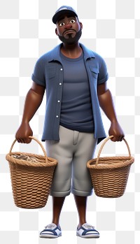 PNG Black man holding Laundry basket adult white background gardening. AI generated Image by rawpixel.