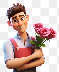 PNG Florist rose cartoon flower. AI generated Image by rawpixel.