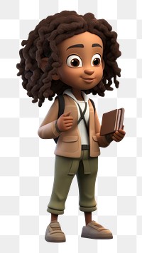 PNG Zoologist cartoon white background dreadlocks. AI generated Image by rawpixel.