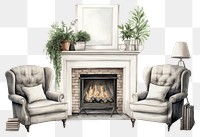 PNG Living room fireplace furniture armchair. 