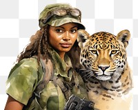 PNG Zoologist military soldier leopard. AI generated Image by rawpixel.