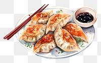 PNG Gyoza japanese chopsticks dumpling plate. 