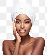 PNG Body care portrait turban towel. 