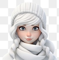 PNG Winter cartoon white doll. 