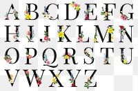Floral alphabet png English capital letter set, transparent background