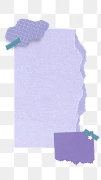 PNG ripped purple notepaper, collage element, transparent background