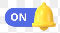 PNG On notification bell icon, transparent background
