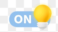 PNG On light bulb 3D icon, transparent background