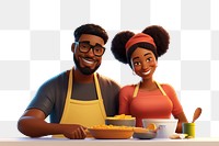 PNG Black couple cooking cartoon adult food. 